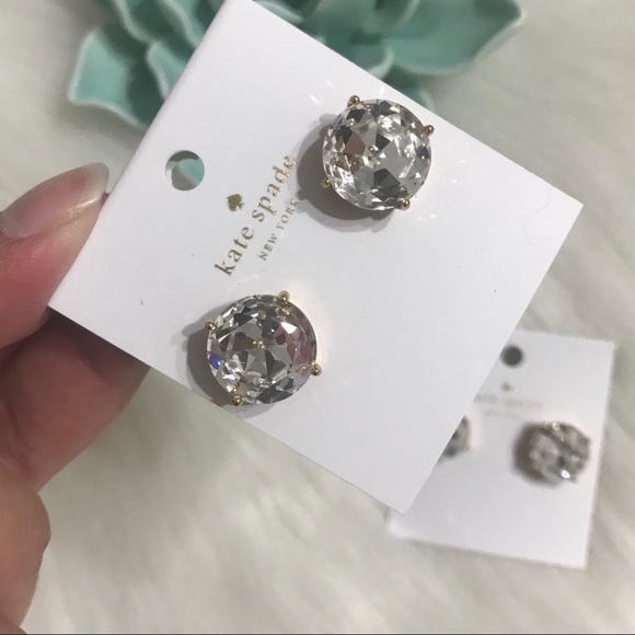 NEW! Kate Spade LARGE CLEAR GUMDROP EARRINGS - Picture 2 of 4